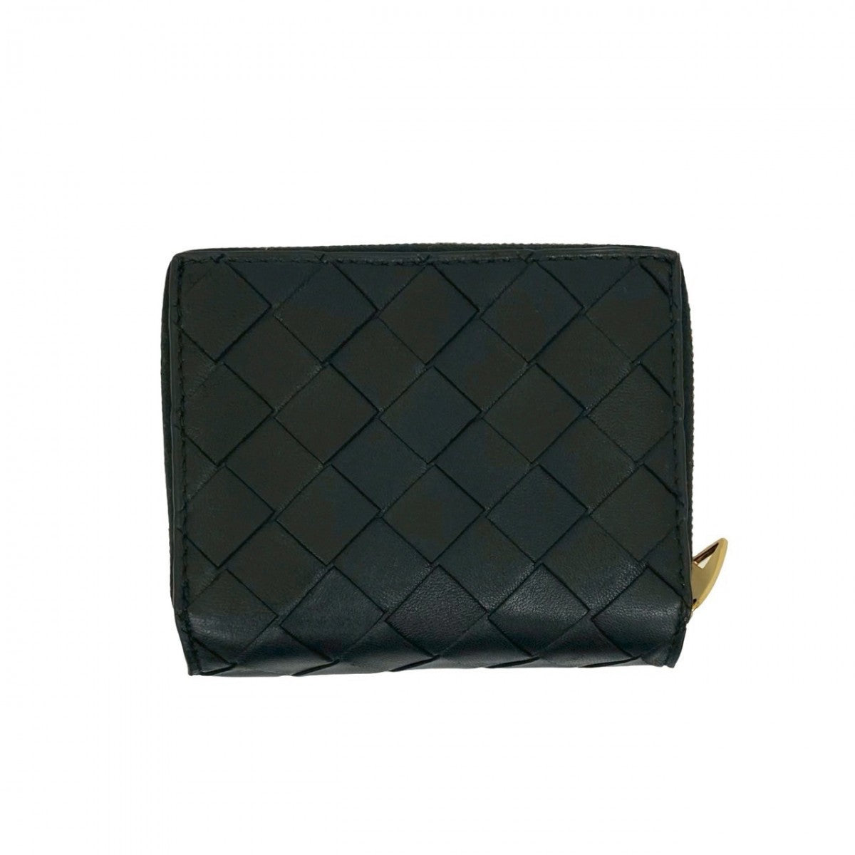 Bottegaveneta Bifold Wallet Leather Black Intrecciato Women(Unisex)