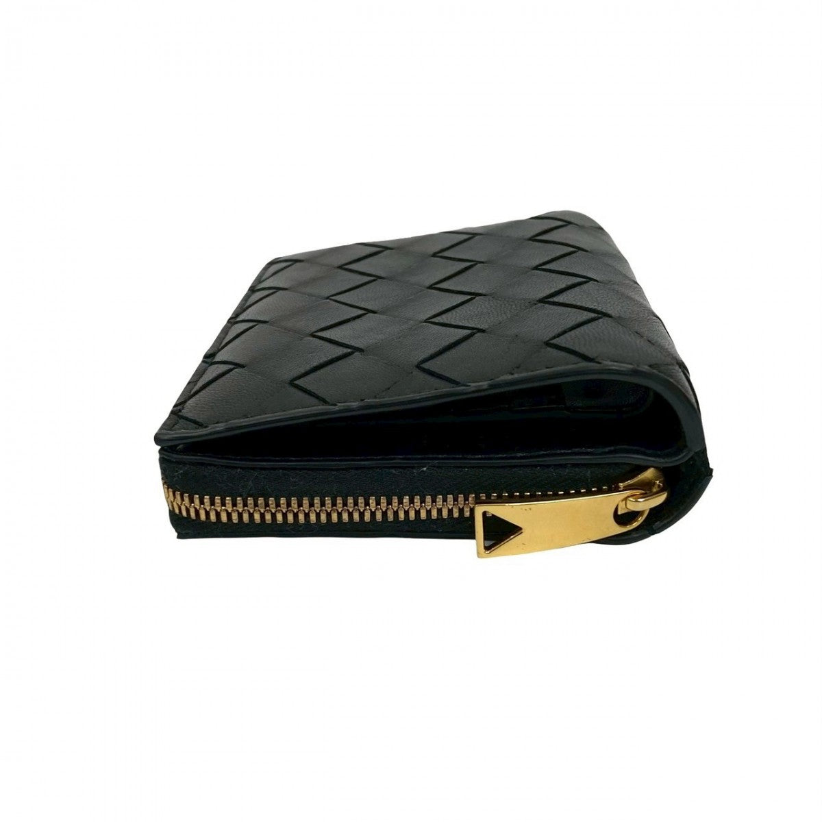 Bottegaveneta Bifold Wallet Leather Black Intrecciato Women(Unisex)