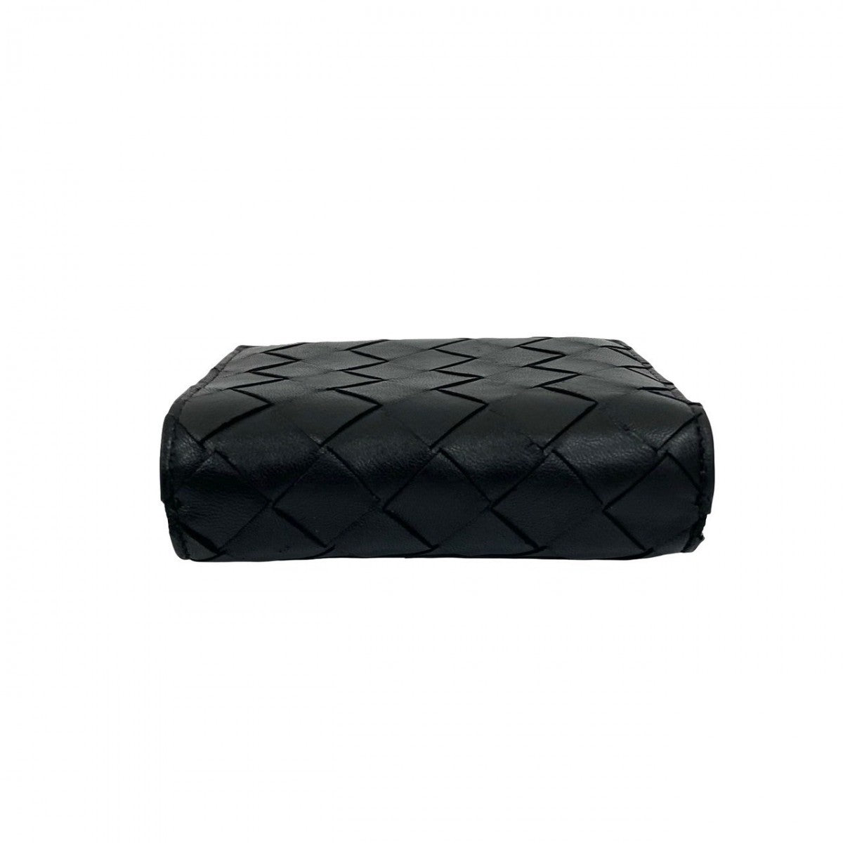 Bottegaveneta Bifold Wallet Leather Black Intrecciato Women(Unisex)
