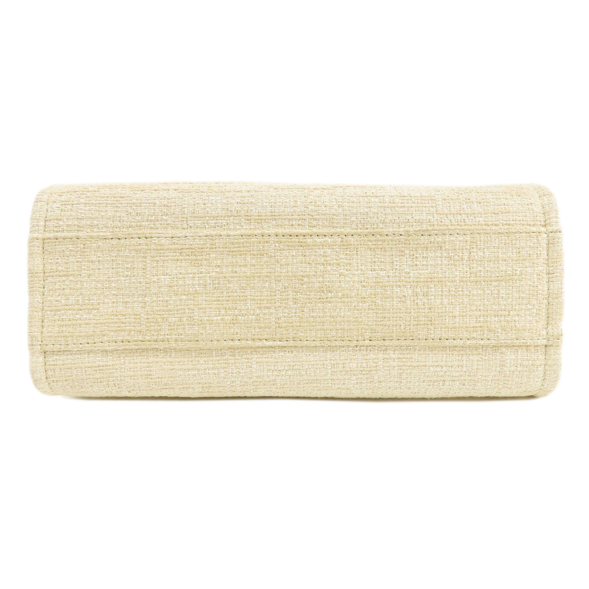 Chanel Tote Bag Tweed White Deauville Mm Gold Metal Women