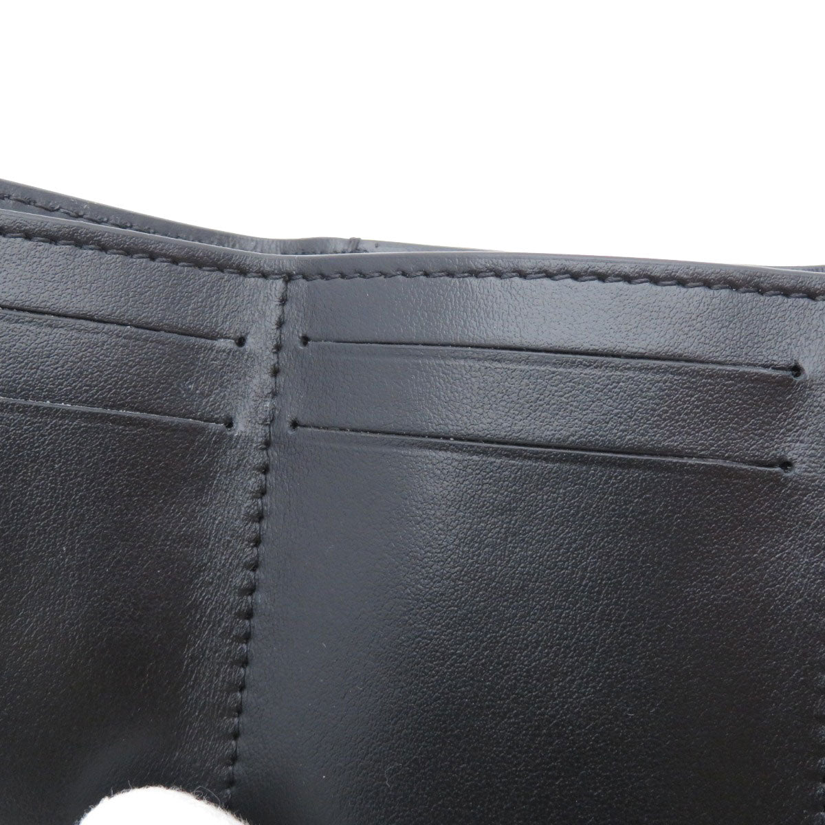 Burberry Bifold Wallet Calfskin Black Logometal Tri-Fold Women