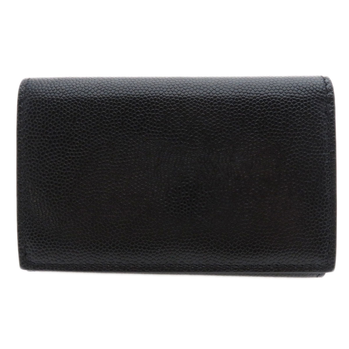 Burberry Bifold Wallet Calfskin Black Logometal Tri-Fold Women