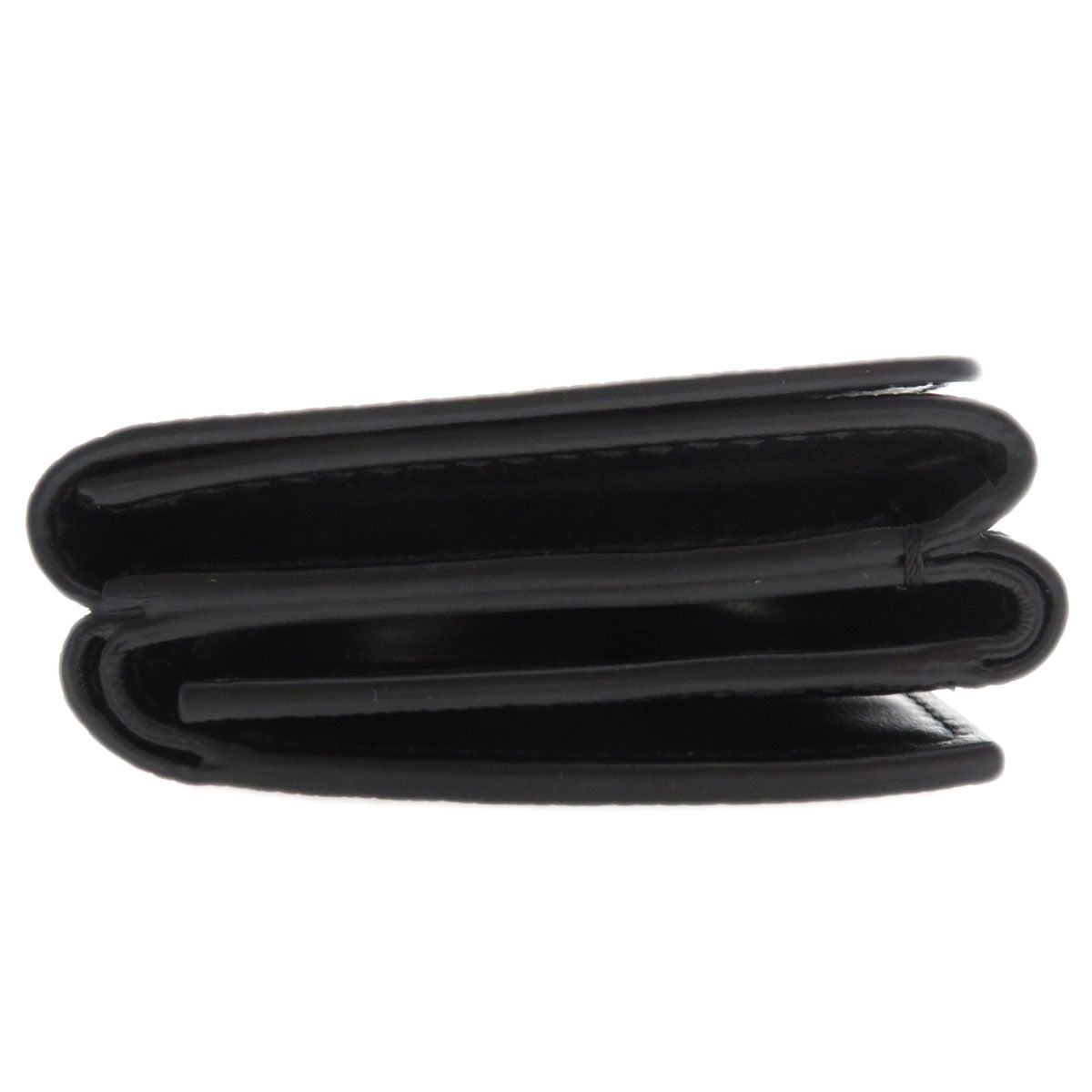 Burberry Bifold Wallet Calfskin Black Logometal Tri-Fold Women