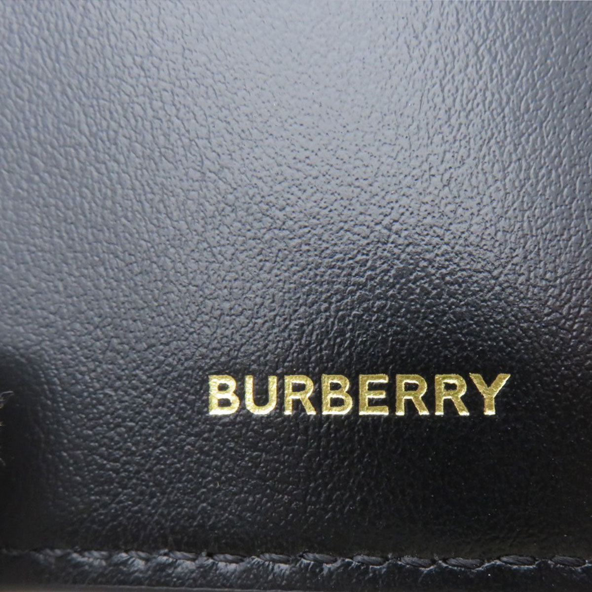 Burberry Bifold Wallet Calfskin Black Logometal Tri-Fold Women