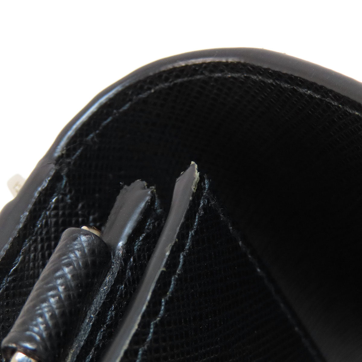 Prada Shoulder Bag Leather Black Logo Saffiano Women