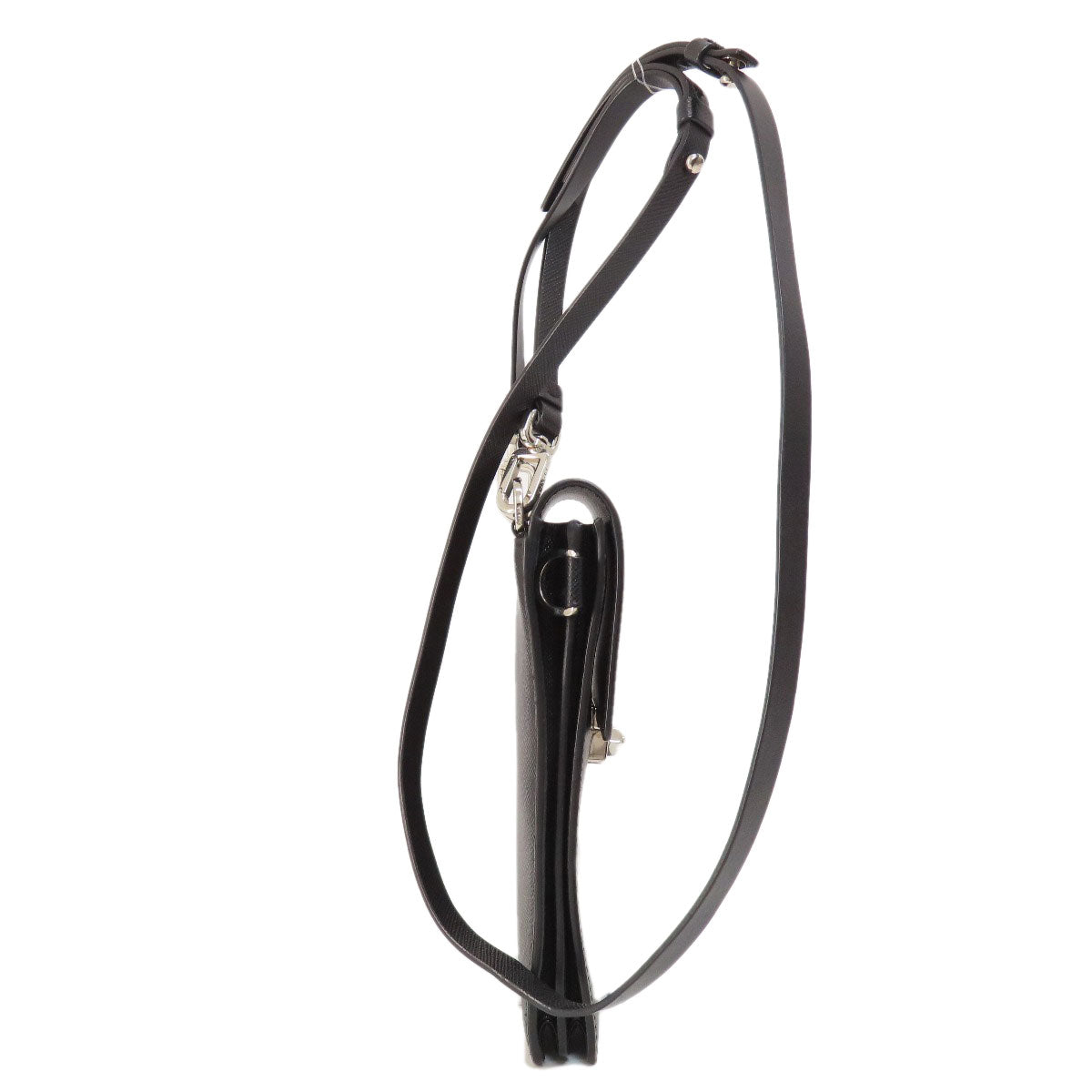 Prada Shoulder Bag Leather Black Logo Saffiano Women