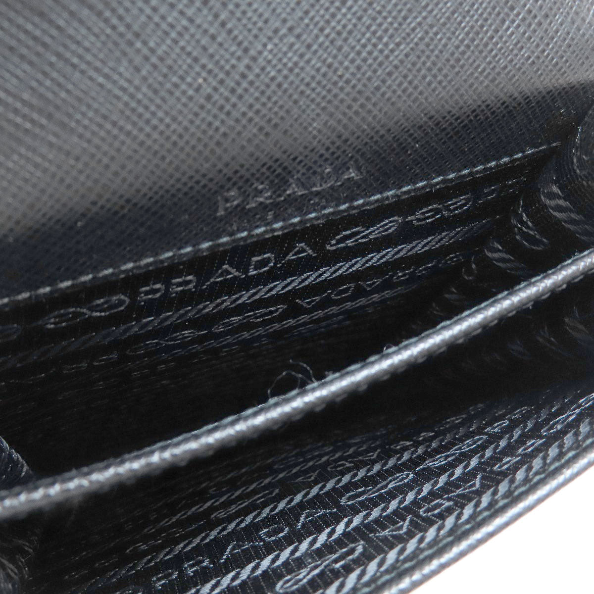 Prada Shoulder Bag Leather Black Logo Saffiano Women
