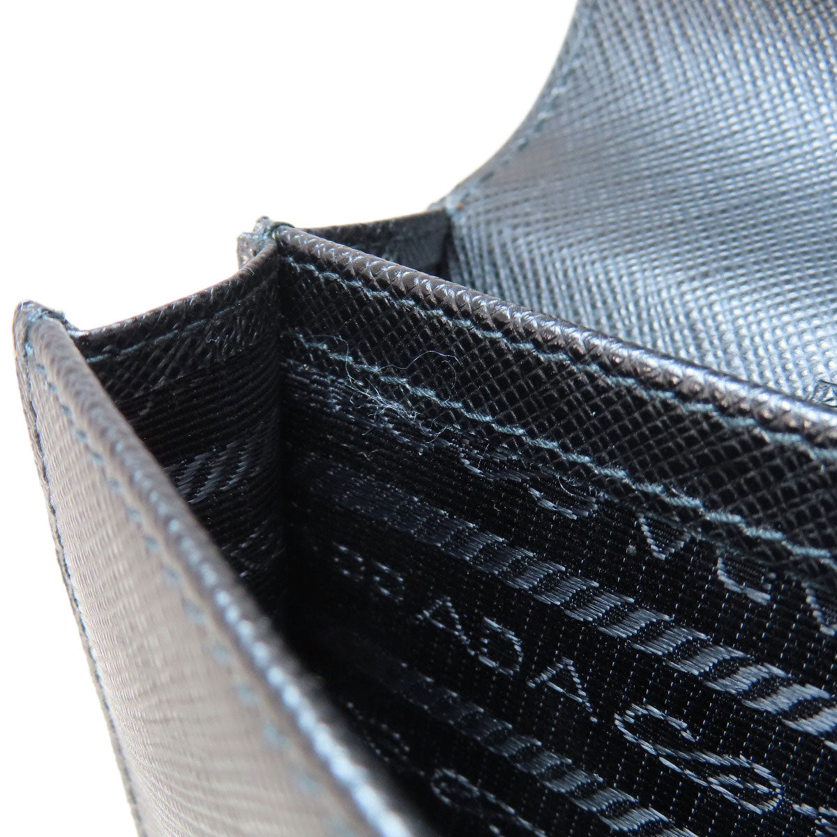 Prada Shoulder Bag Leather Black Logo Saffiano Women