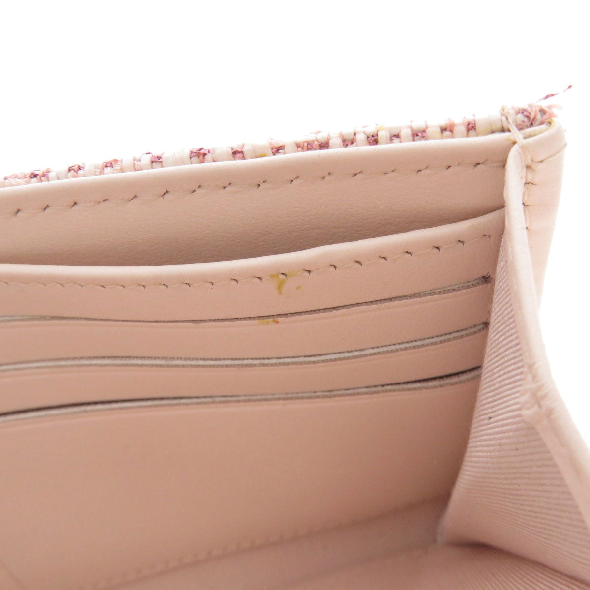 Chanel Long Wallet Purse Leather, Tweed Pink Coco Mark Women