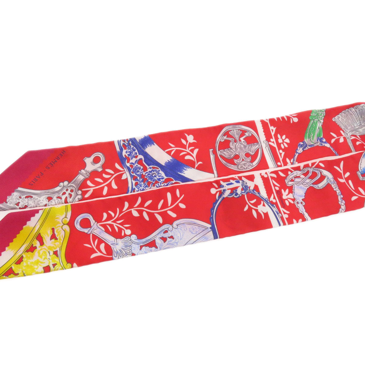 Hermes Scarf Silk Red Twilly Women
