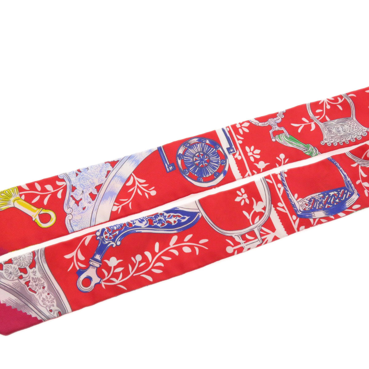 Hermes Scarf Silk Red Twilly Women