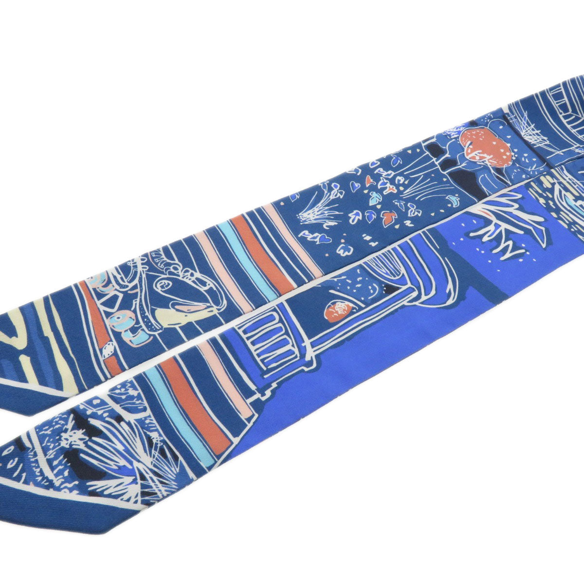 Hermes Scarf Silk Blue Twilly Women