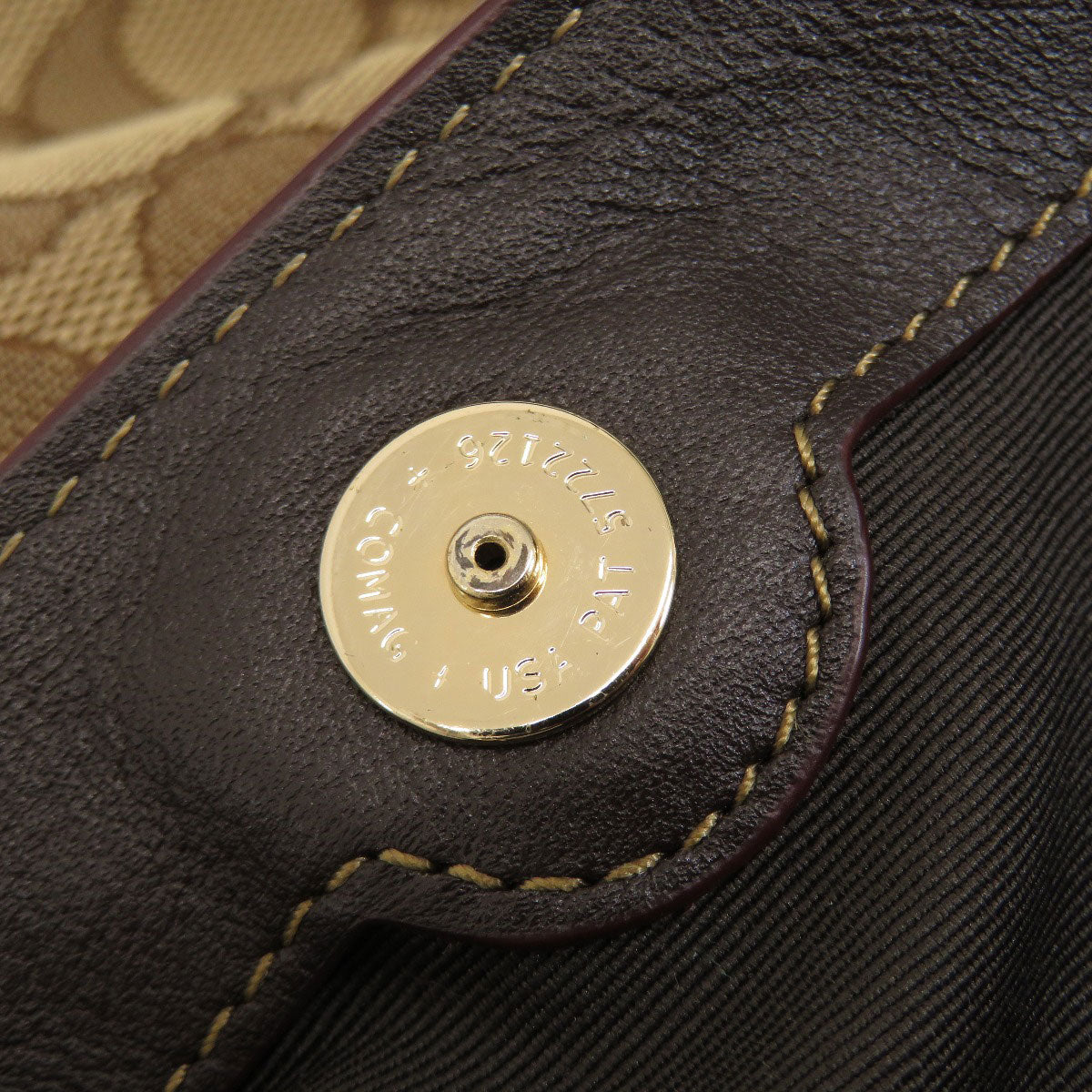 Coach Tote Bag F57612 Canvas, Leather Brown Signature Women