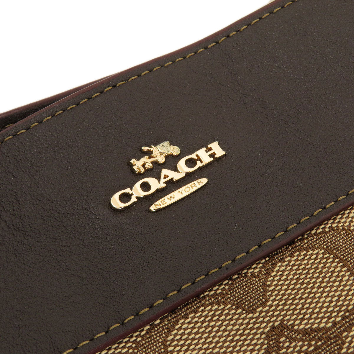 Coach Tote Bag F57612 Canvas, Leather Brown Signature Women