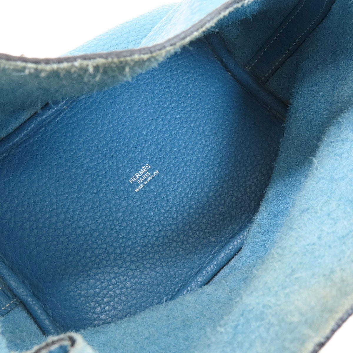 Hermes Handbag Taurillon Clemence Blue Picotin Lock Pm Blue Jean Silver Metal Women