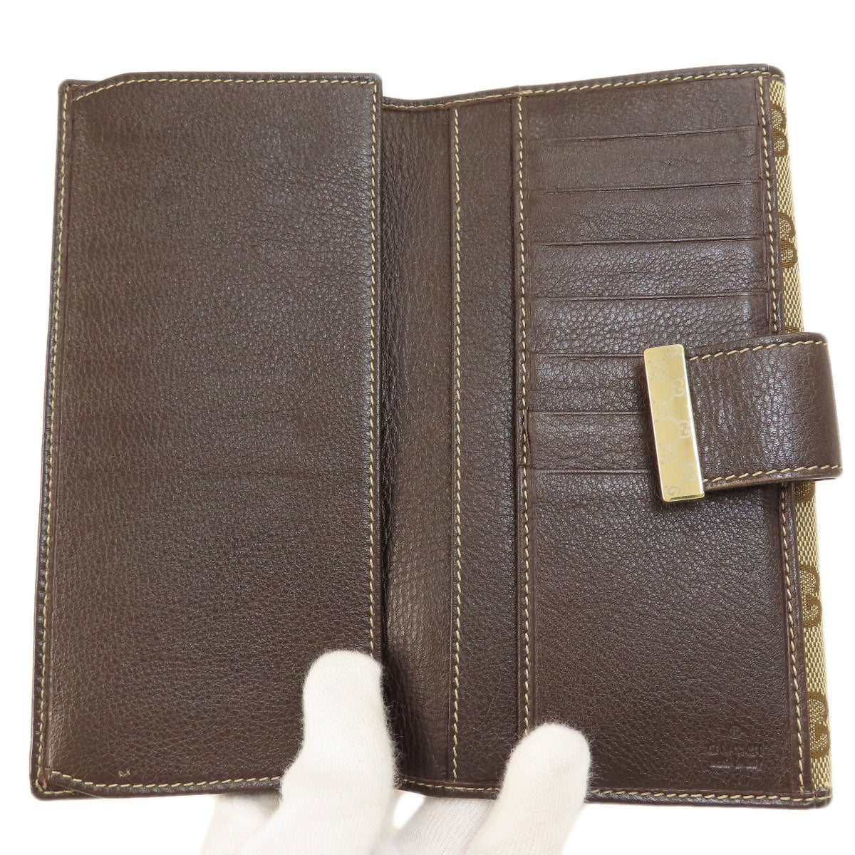 Gucci Long Wallet Purse 212089 Canvas Brown Gg Women