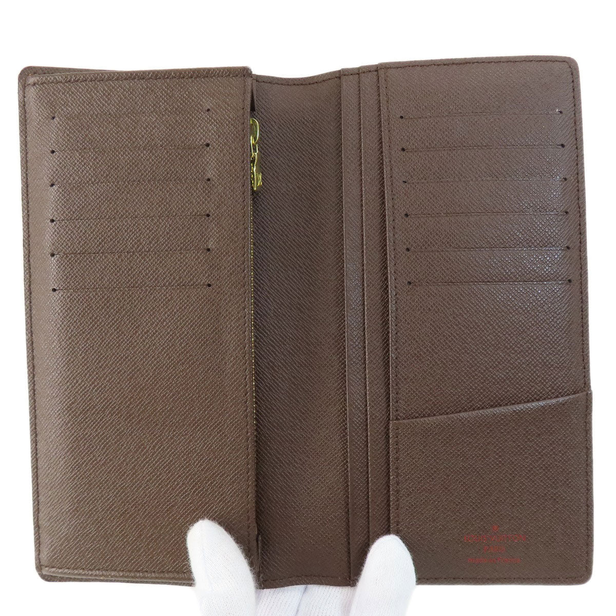 Louis Vuitton Long Wallet Purse N60017 Damier Canvas Brown Portefeuilleebrazza Former Mens