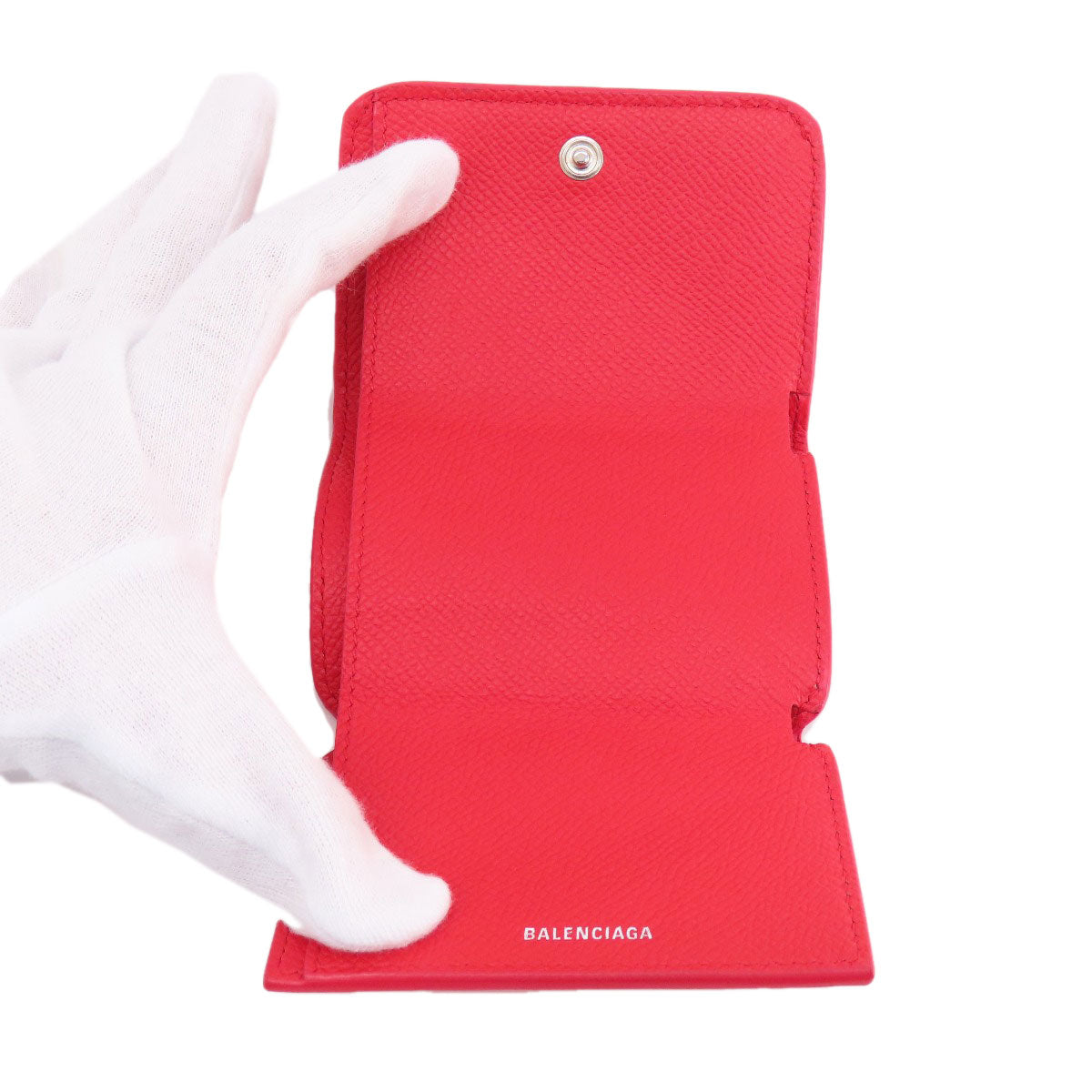 Balenciaga Bifold Wallet 601387 Leather Red Bb Logo Compact Wallet Women