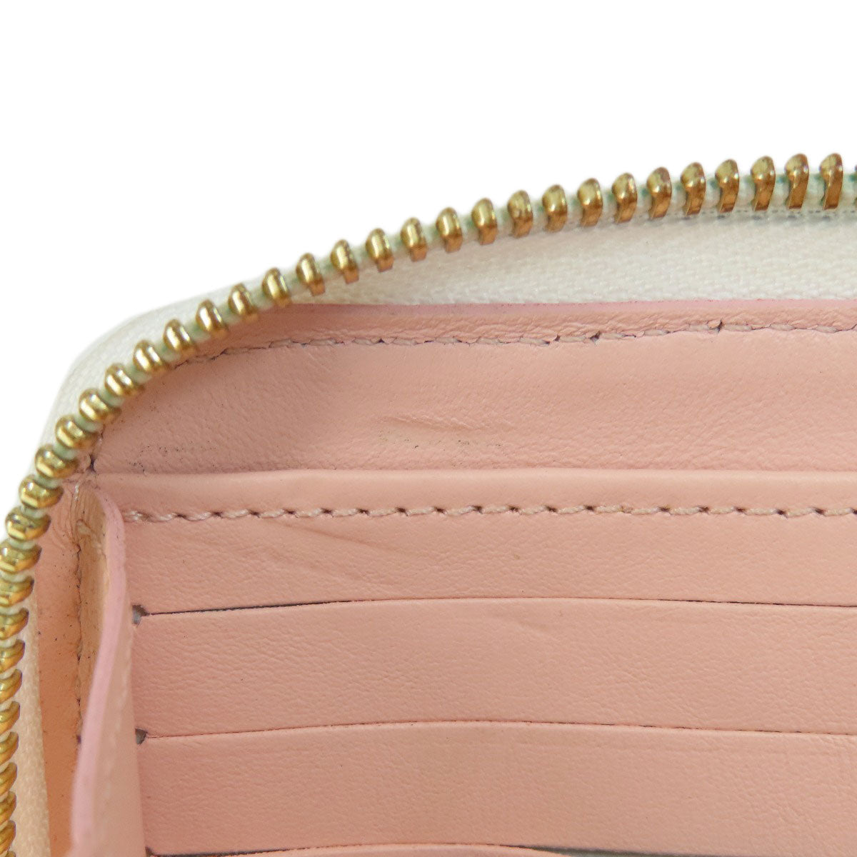 Louis Vuitton Long Wallet Purse M81694 Lambskin White Zippy Wallet Lv Garden Women