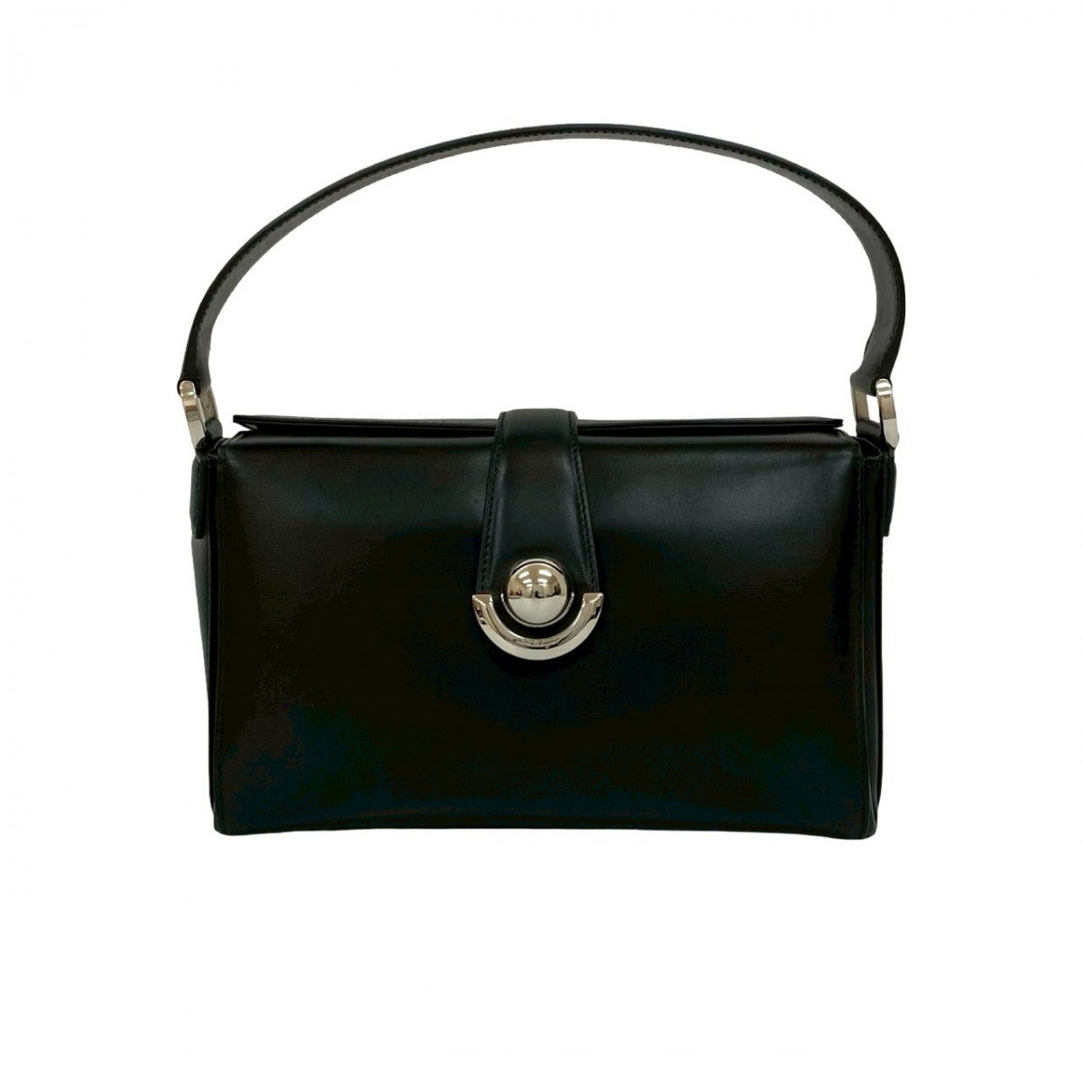 Salvatore Ferragamo Handbag Leather Black Logo Metal Women
