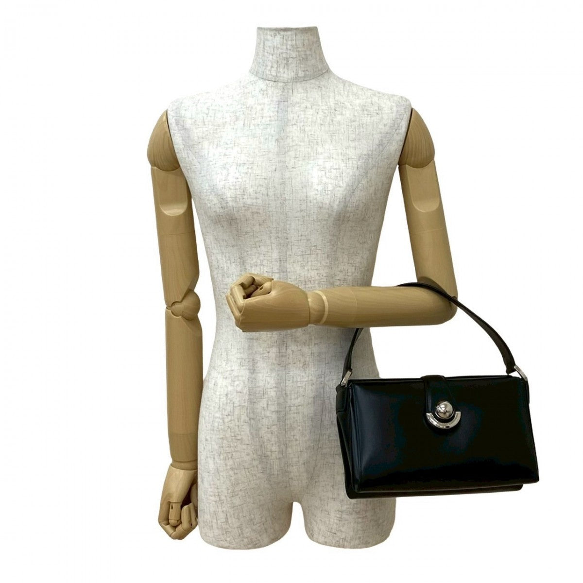 Salvatore Ferragamo Handbag Leather Black Logo Metal Women