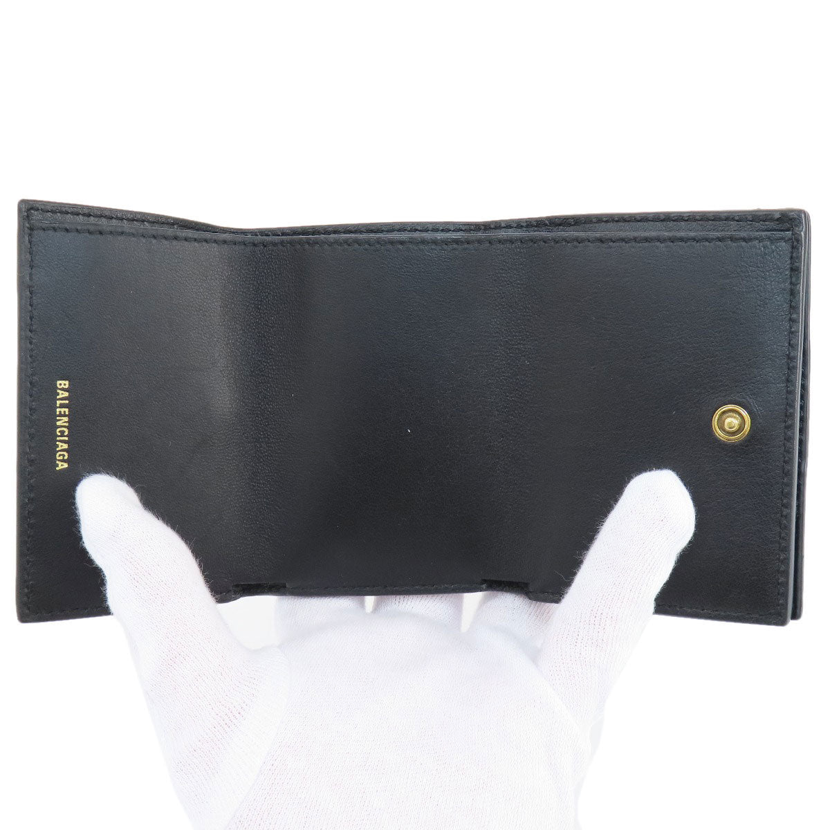 Balenciaga Bifold Wallet 717790 Leather Black Bb Monogram Mini Wallet Mens(Unisex)