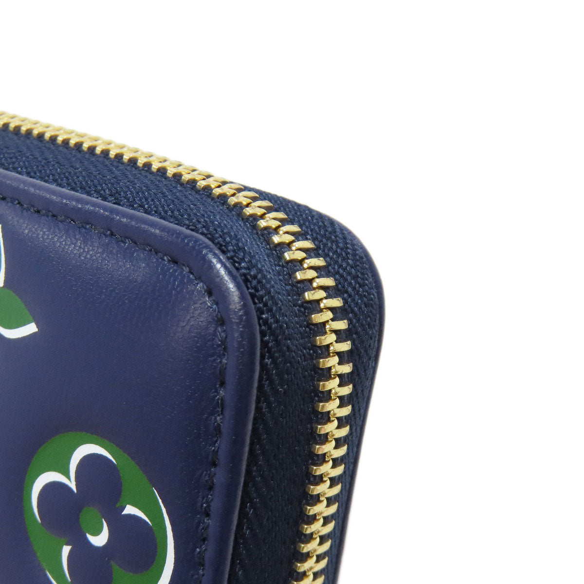 Louis Vuitton Long Wallet Purse Lambskin Navy Zippy Wallet Women