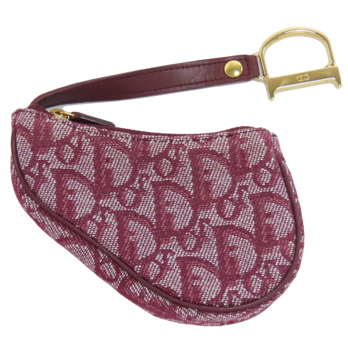 Christian Dior Coin Case Canvas Red Saddle Trotter Pattern Women