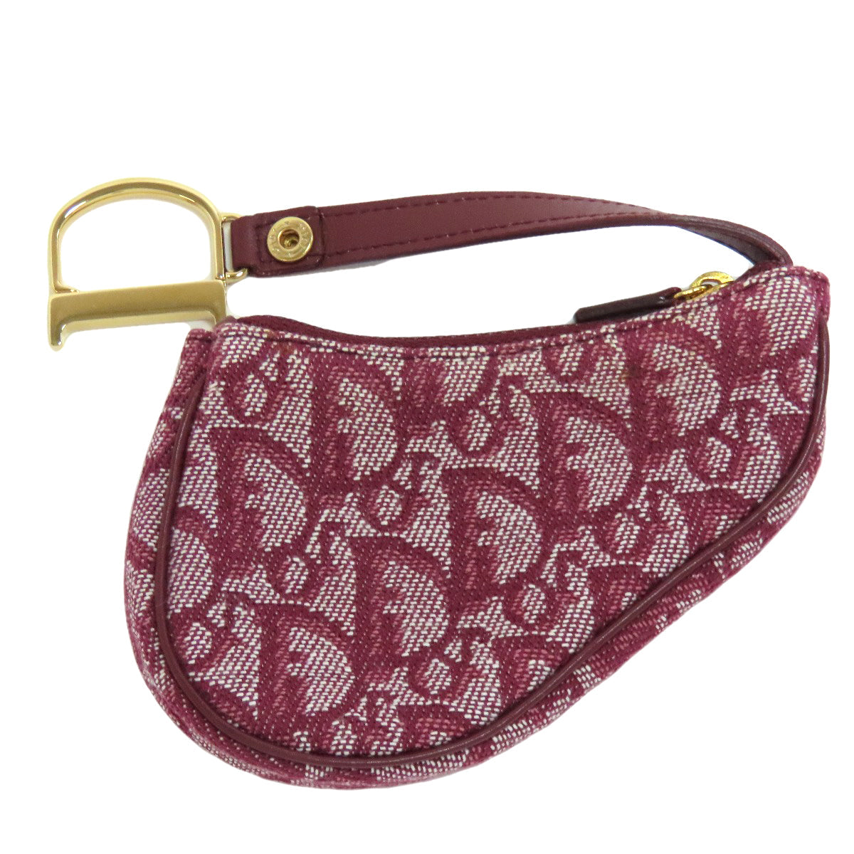 Christian Dior Coin Case Canvas Red Saddle Trotter Pattern Women