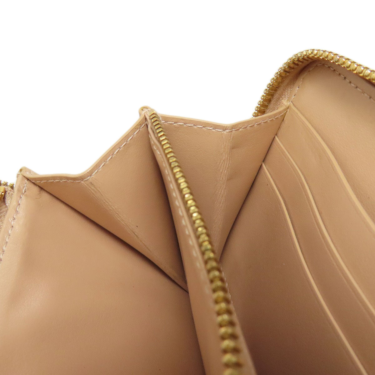 Bottegaveneta Long Wallet Purse Leather Beige Intrecciato Women