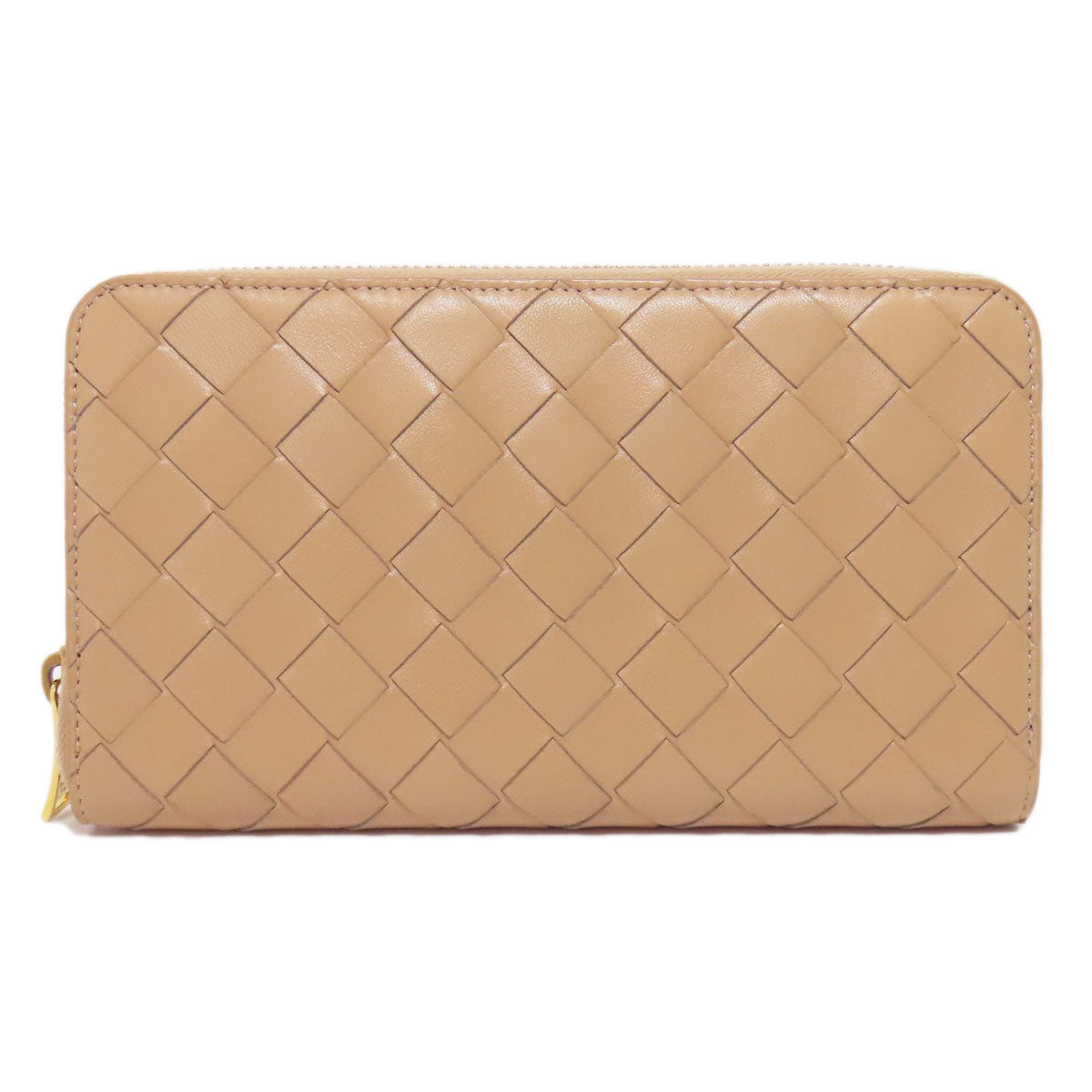 Bottegaveneta Long Wallet Purse Leather Beige Intrecciato Women