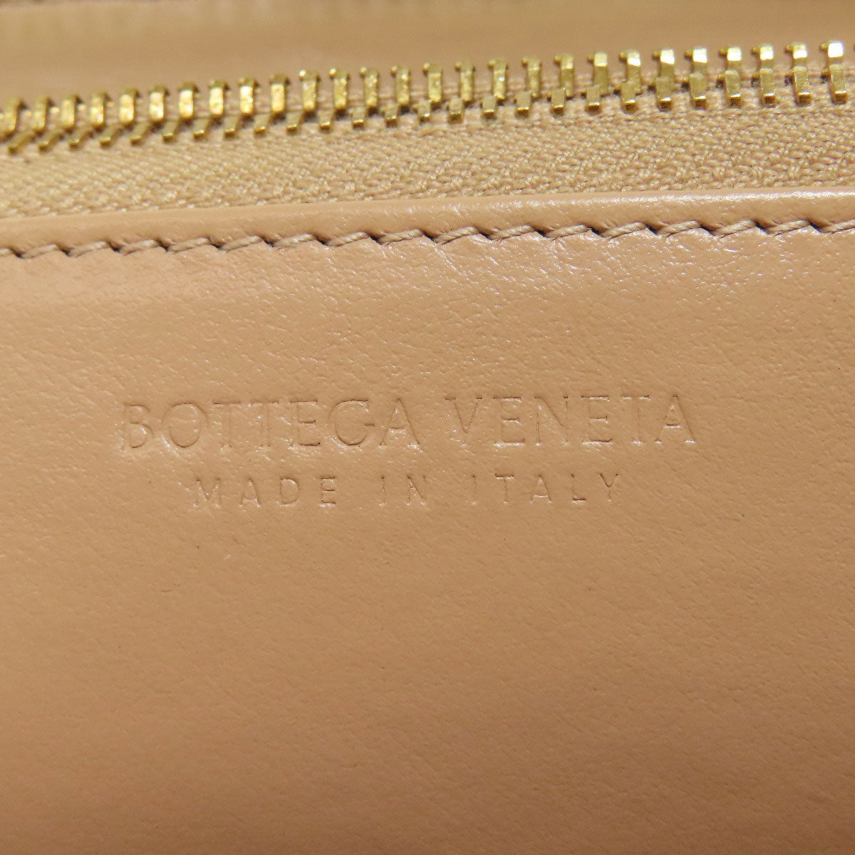 Bottegaveneta Long Wallet Purse Leather Beige Intrecciato Women