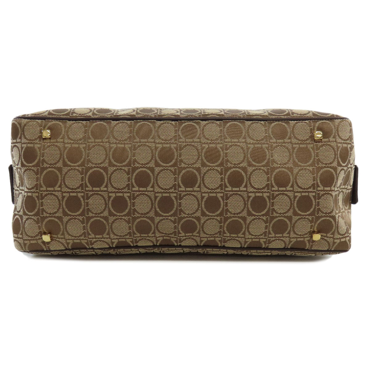 Salvatore Ferragamo Handbag Canvas Brown Gancinipattern