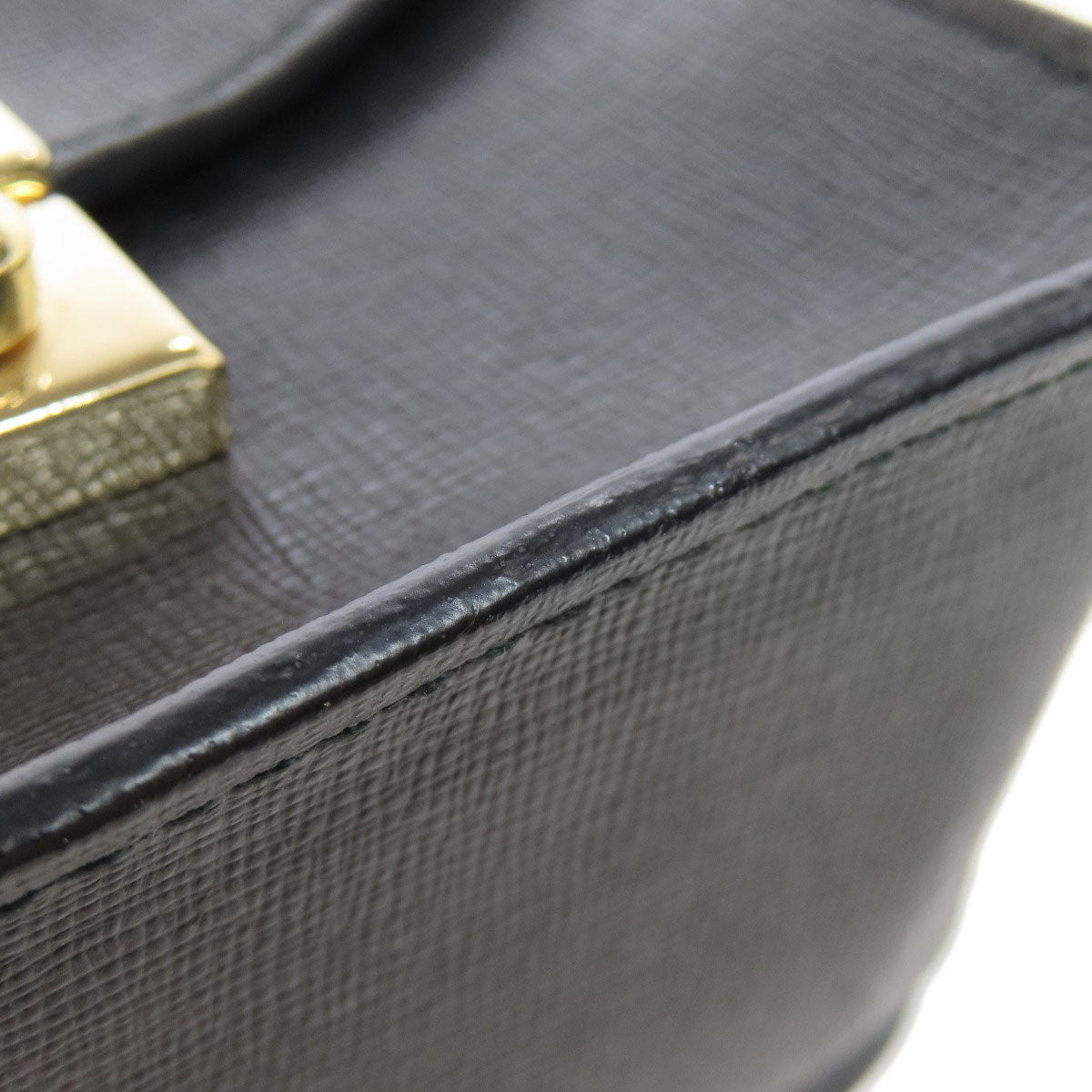 Furla Shoulder Bag Leather Black Chainshoulder Women