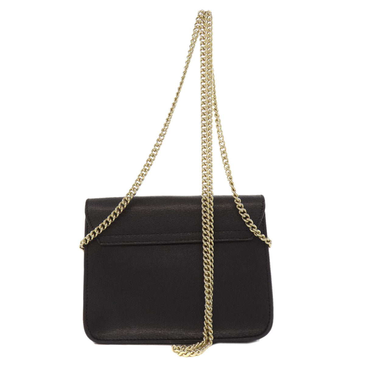 Furla Shoulder Bag Leather Black Chainshoulder Women