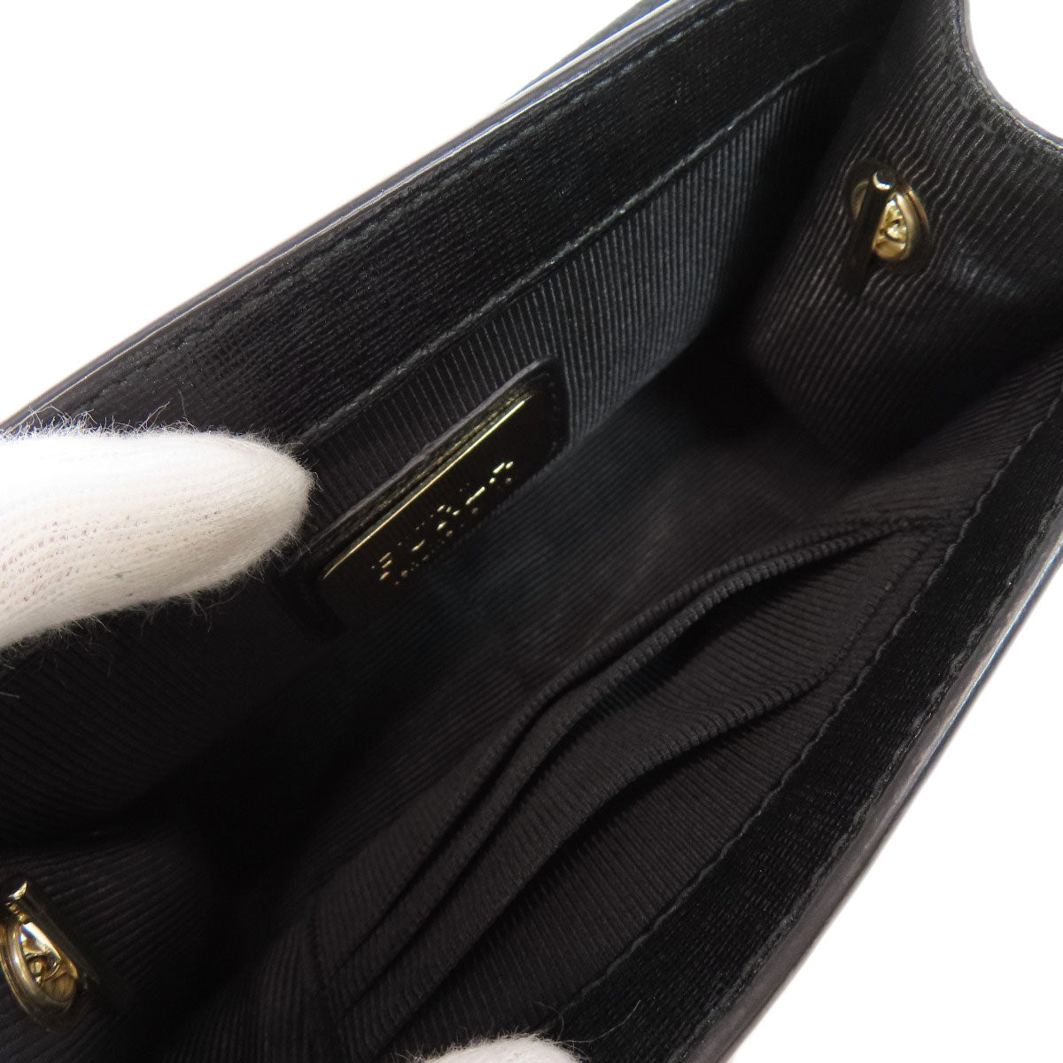 Furla Shoulder Bag Leather Black Chainshoulder Women