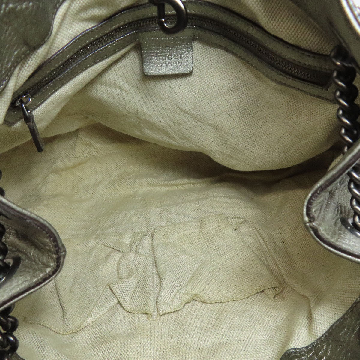 Gucci Tote Bag 308982 Leather Silver Soho Interlocking G Women