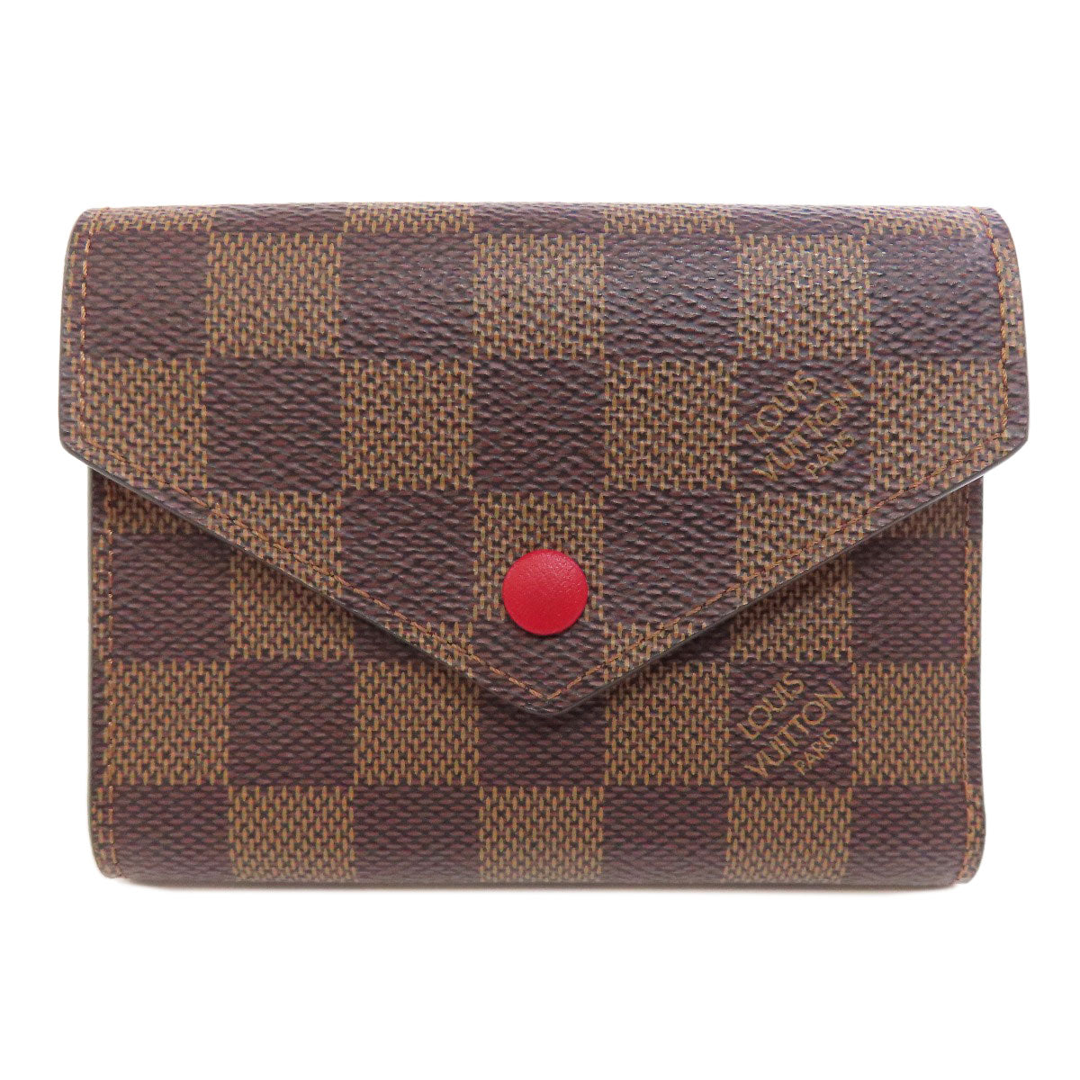 Louis Vuitton Bifold Wallet N41659 Damier Canvas Brown Portefeuille Victorine Women