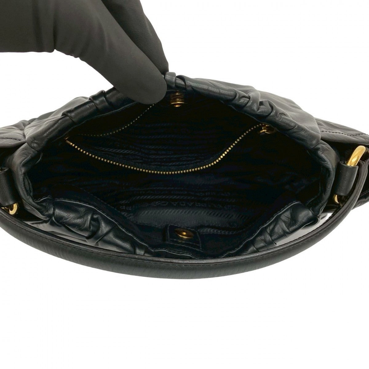 Prada Shoulder Bag Leather Black