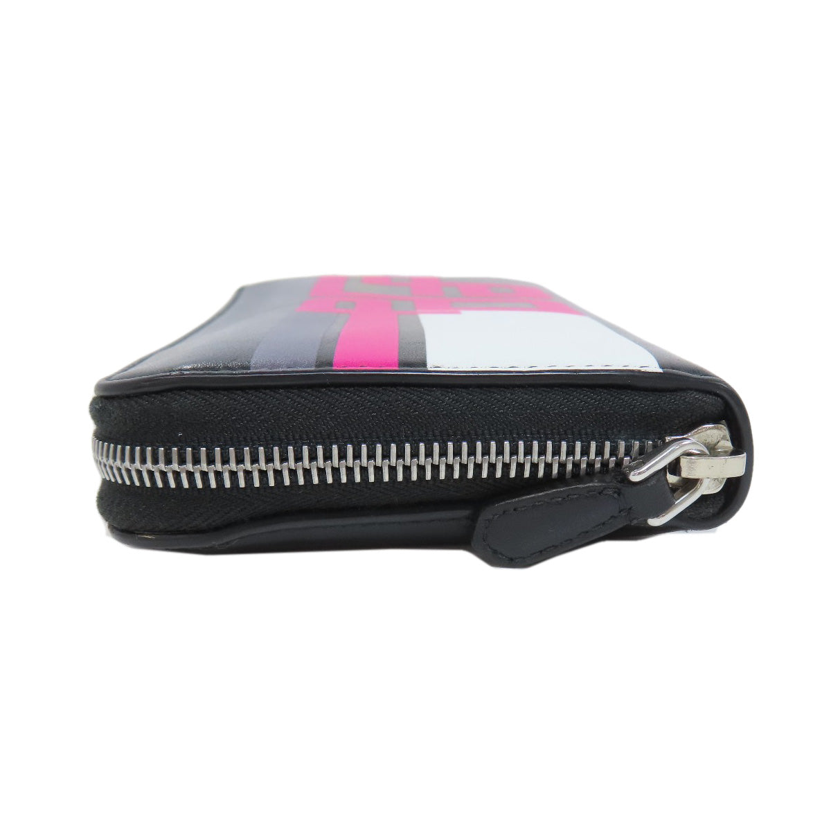 Prada Long Wallet Purse Leather Black Zip Around Women