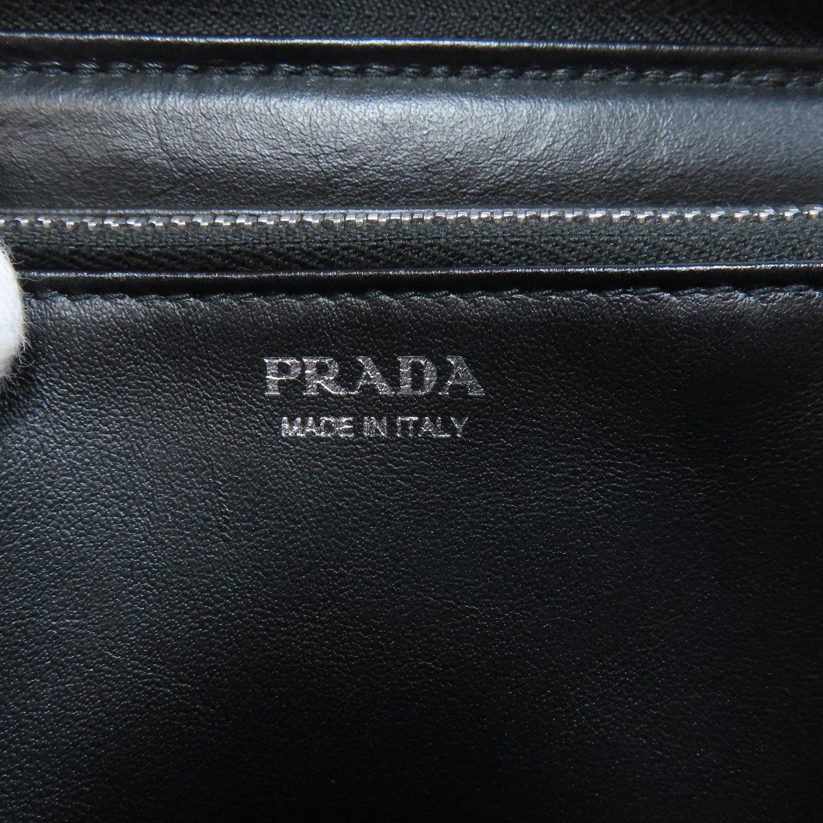 Prada Long Wallet Purse Leather Black Zip Around Women