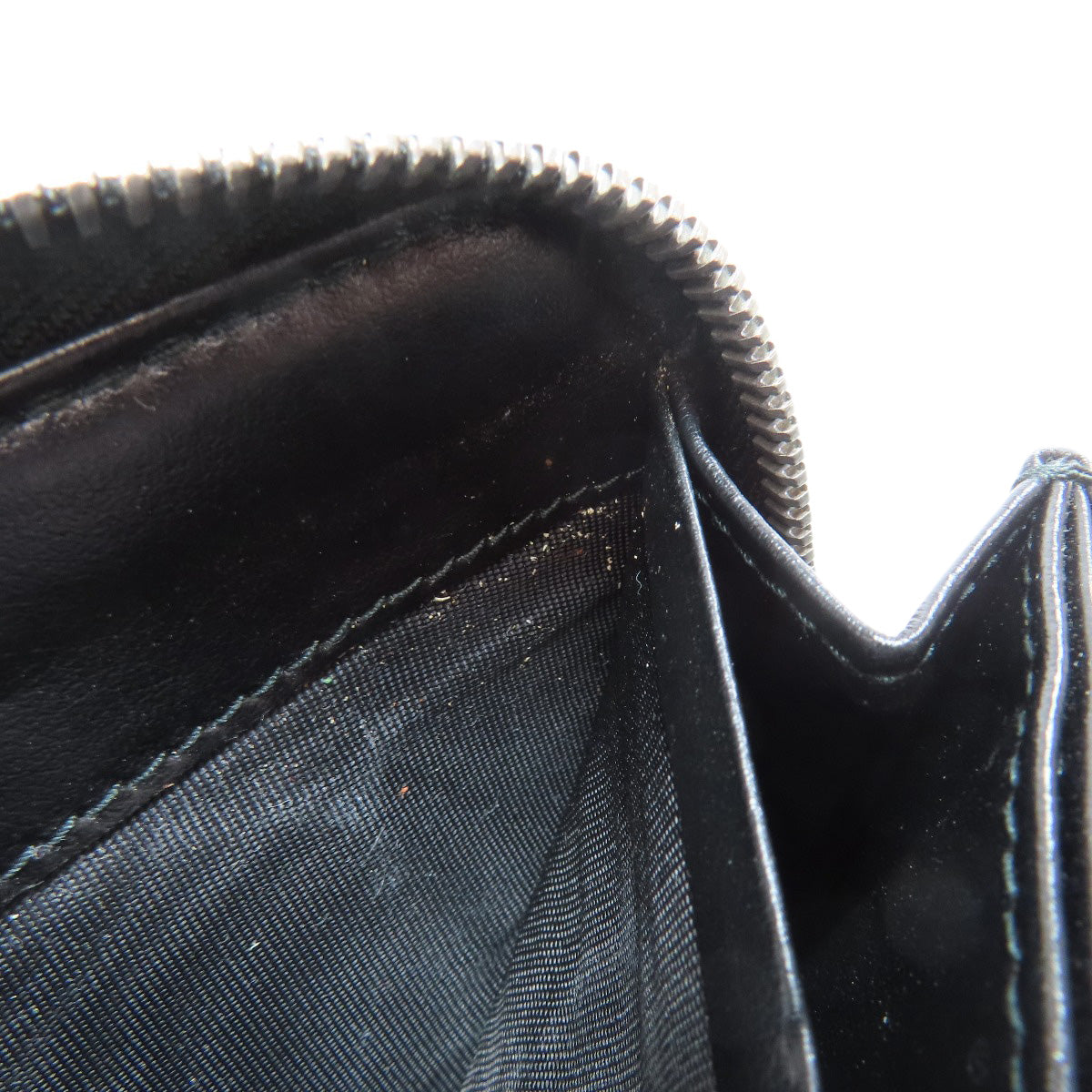 Prada Long Wallet Purse Leather Black Zip Around Women