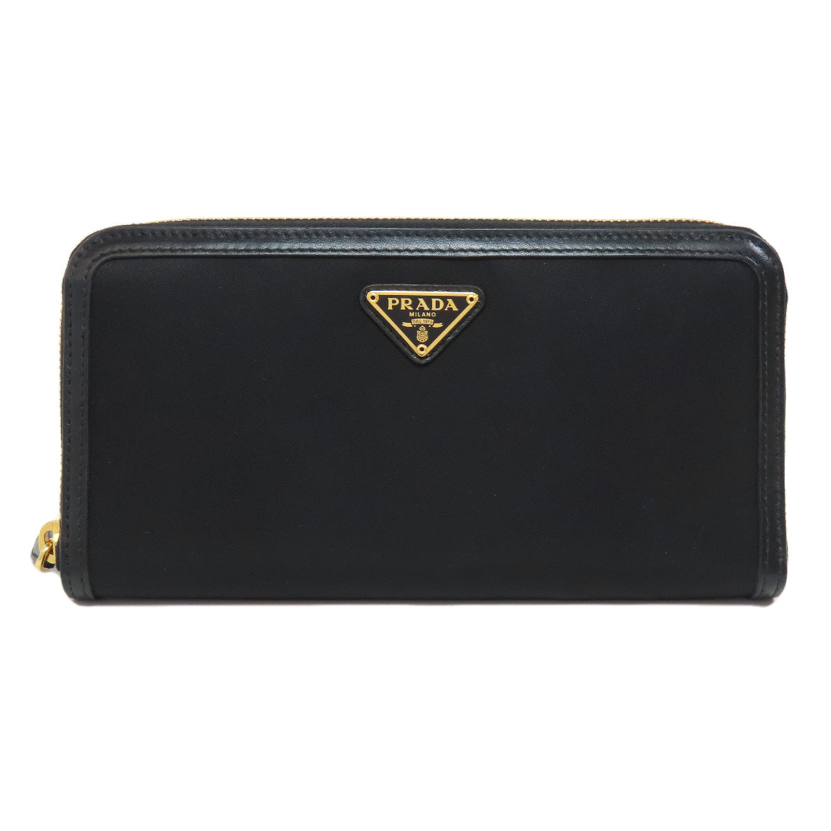 Prada Long Wallet Purse Nylon Black Logometal Women