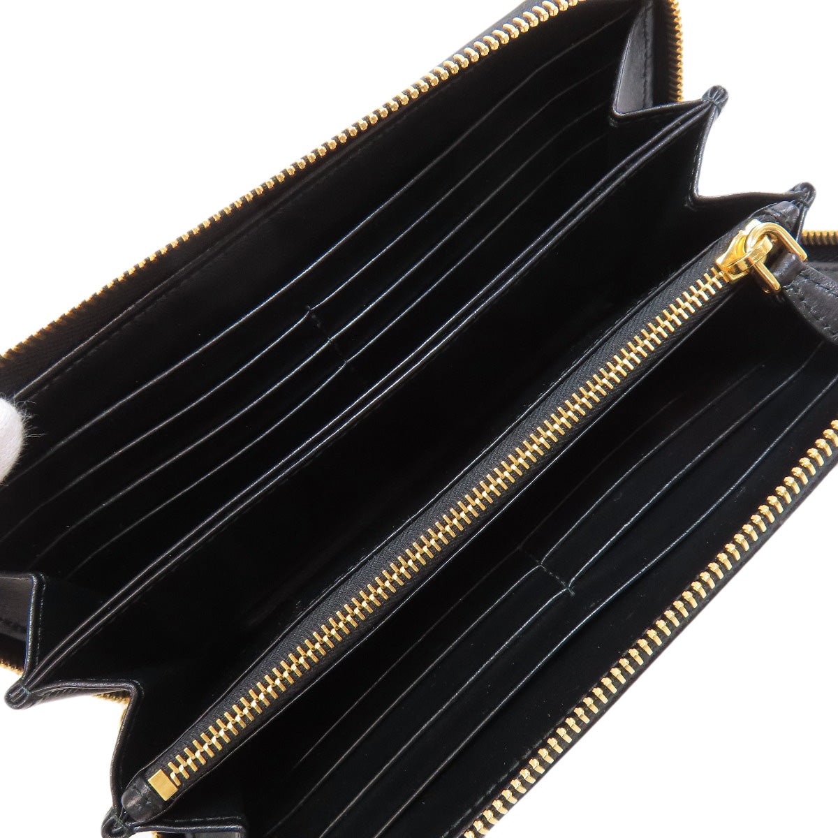 Prada Long Wallet Purse Nylon Black Logometal Women