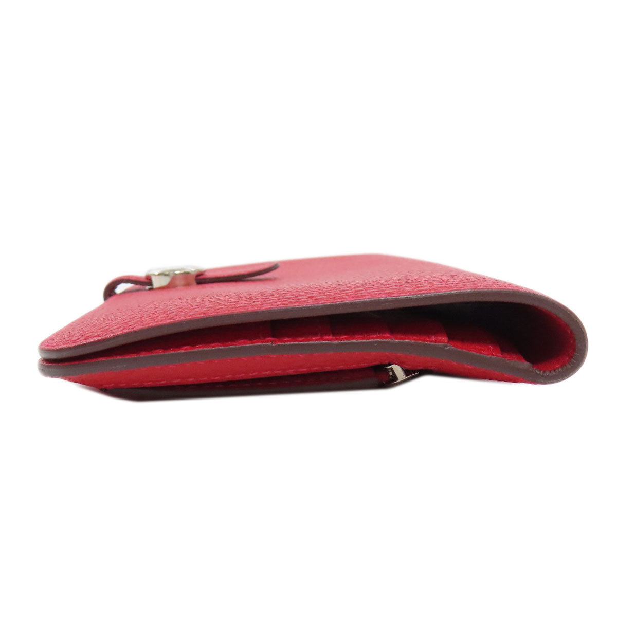 Hermes Long Wallet Purse Togo Red Dogon Long Silvermetal Women