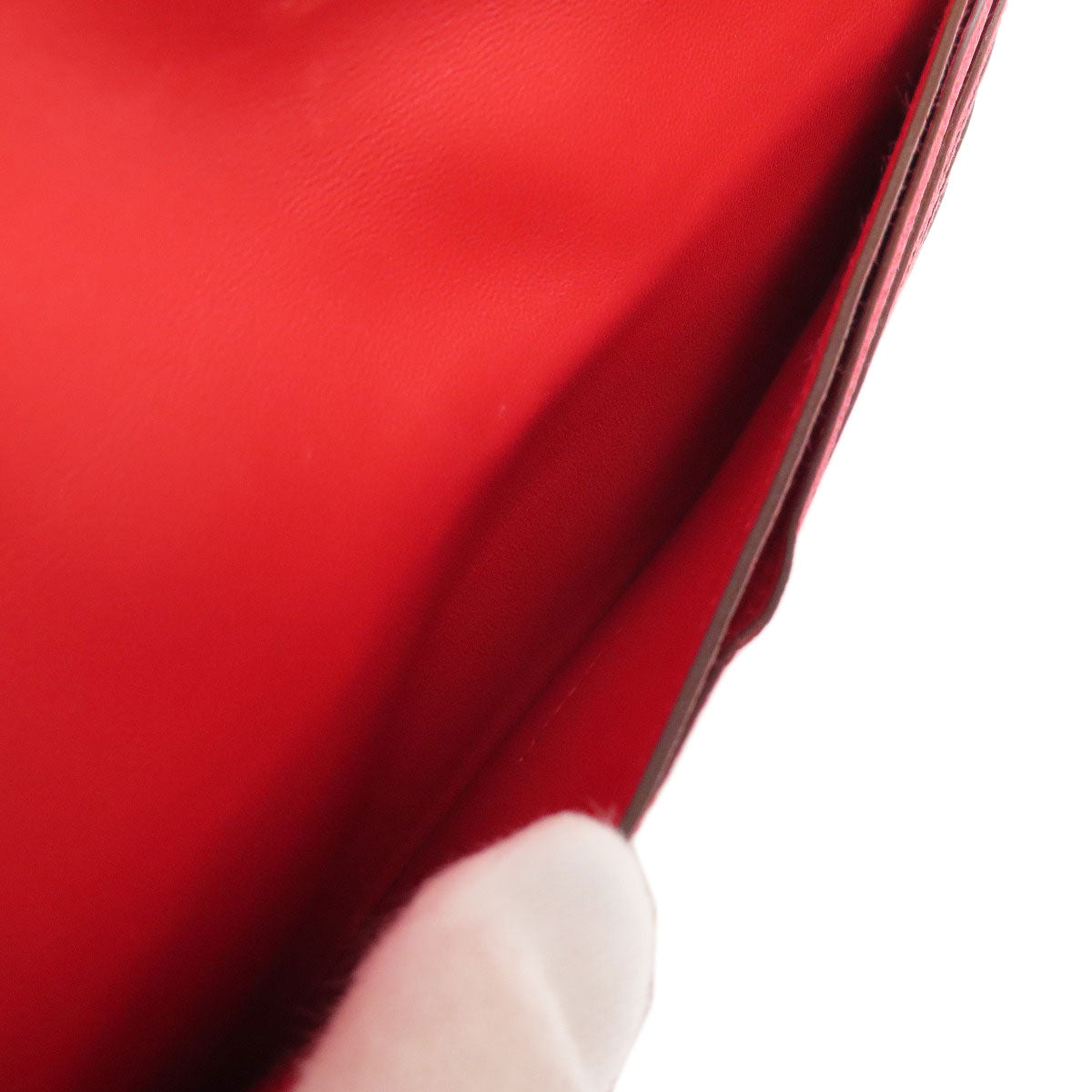 Hermes Long Wallet Purse Togo Red Dogon Long Silvermetal Women