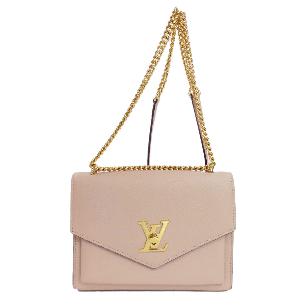 Louis Vuitton Shoulder Bag M56137 Grain Calfskin Leather Beige My Rock Me Chain Women