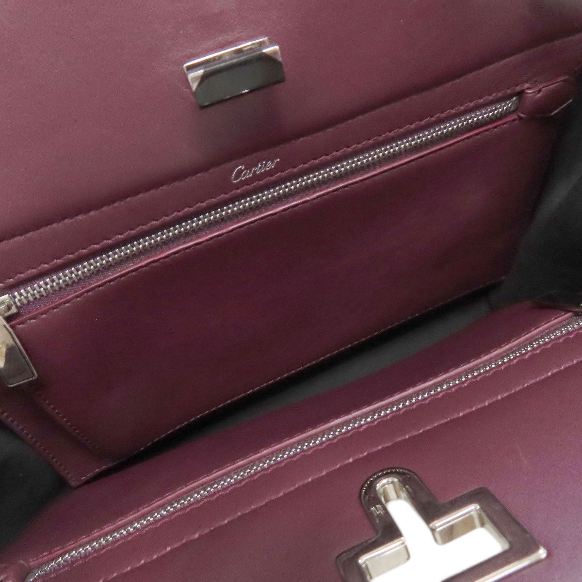 Cartier Handbag Leather Red 2Way Women
