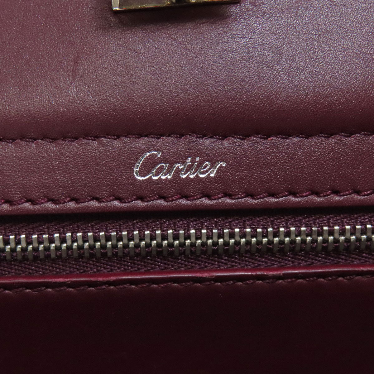 Cartier Handbag Leather Red 2Way Women