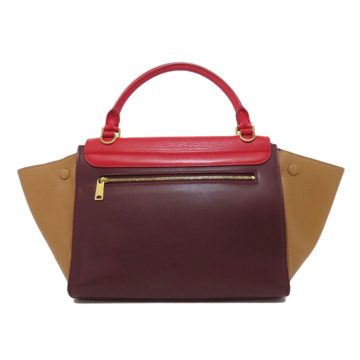 Celine Handbag Leather Red Trapeze 2Way Women
